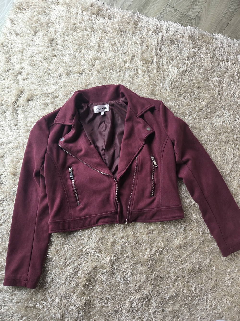Vigoss Women's Maroon Moto-Style Zip Jacket S